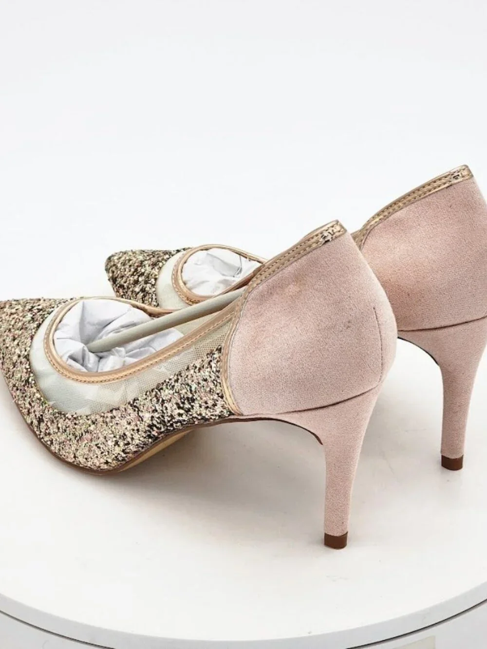 Journee Collection Kalani Rose Gold Glitter Pointed Toe Pumps Women's Size 7